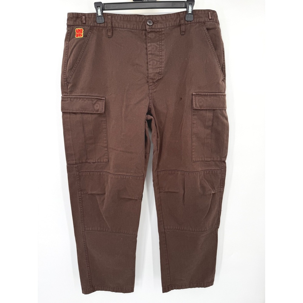 Empyre Cargo Pants Men 36 Brown Relaxed Fit Skate Utility Reinforced Knee Twill